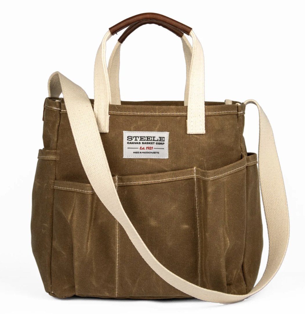 Steele brown canvas knitting bag