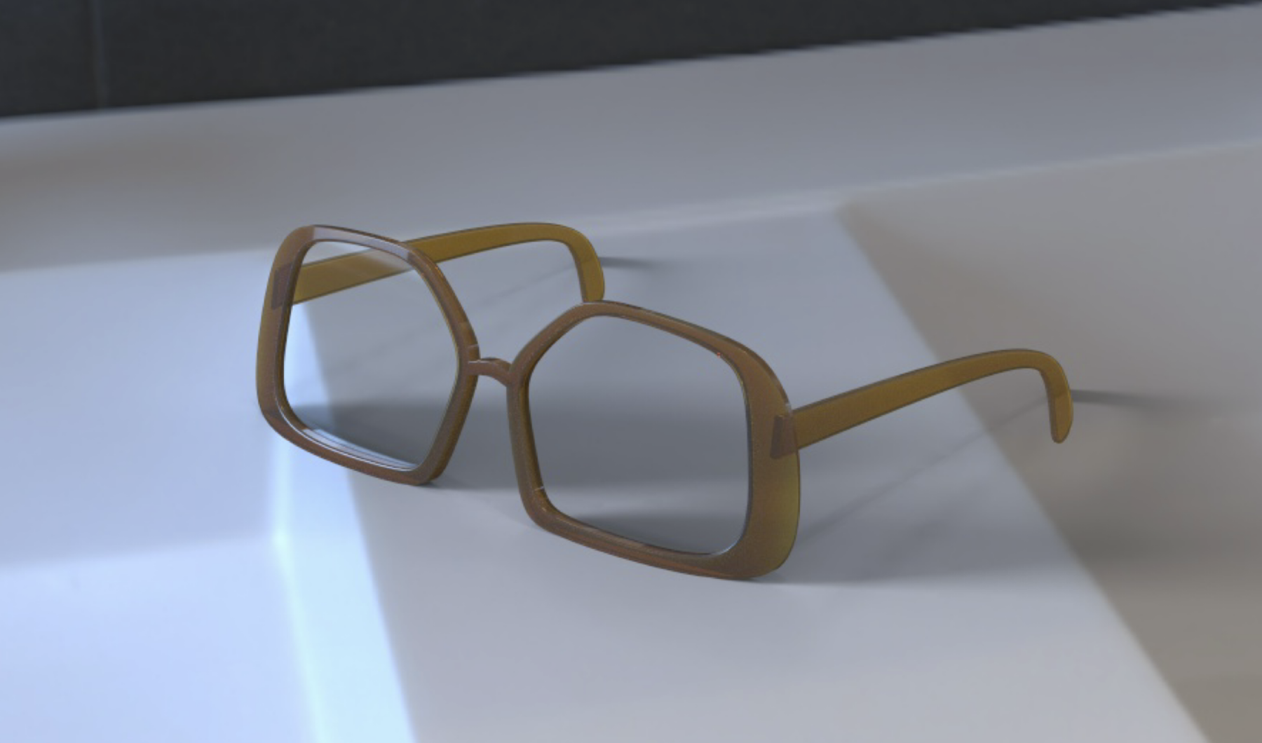 Keyshot render of sunglasses in wood material