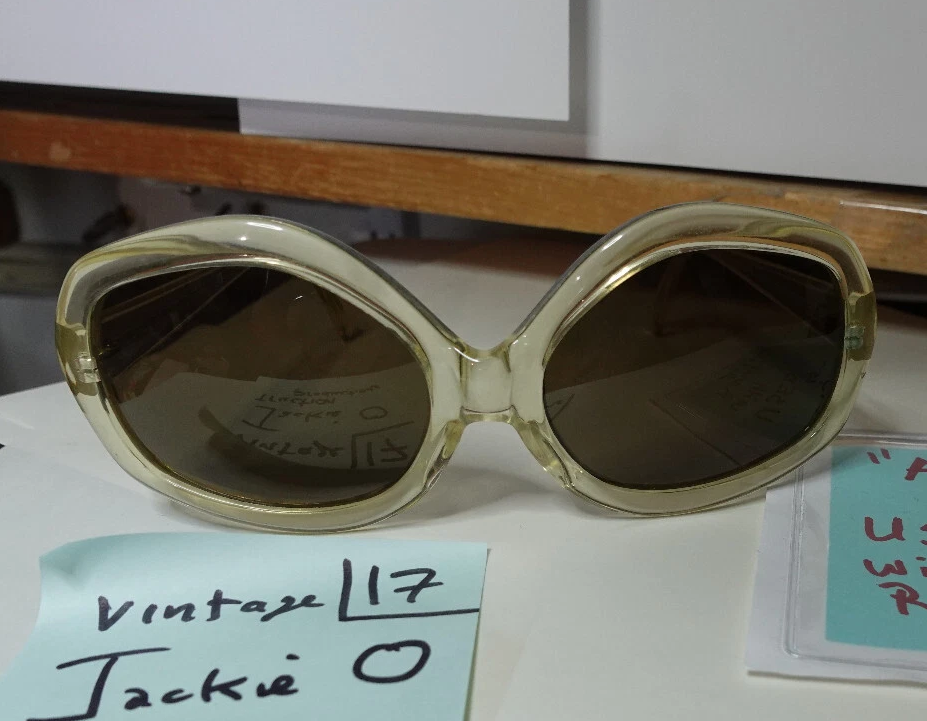 Secondhand vintage Jackie O frames with notes