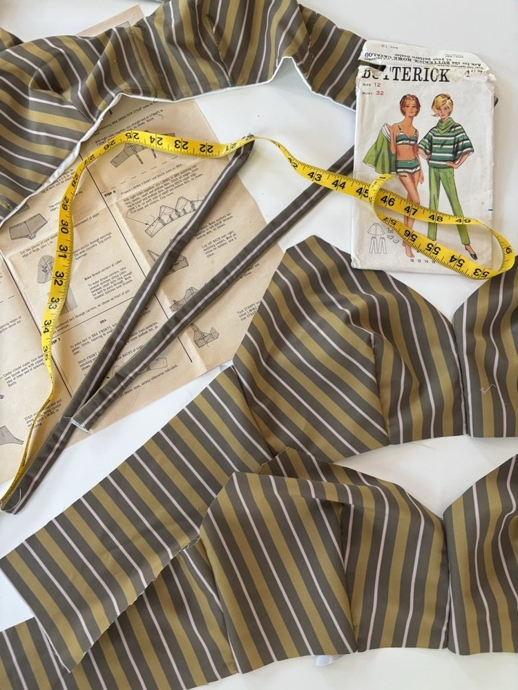 Butterick pattern with fabric and measuring tape